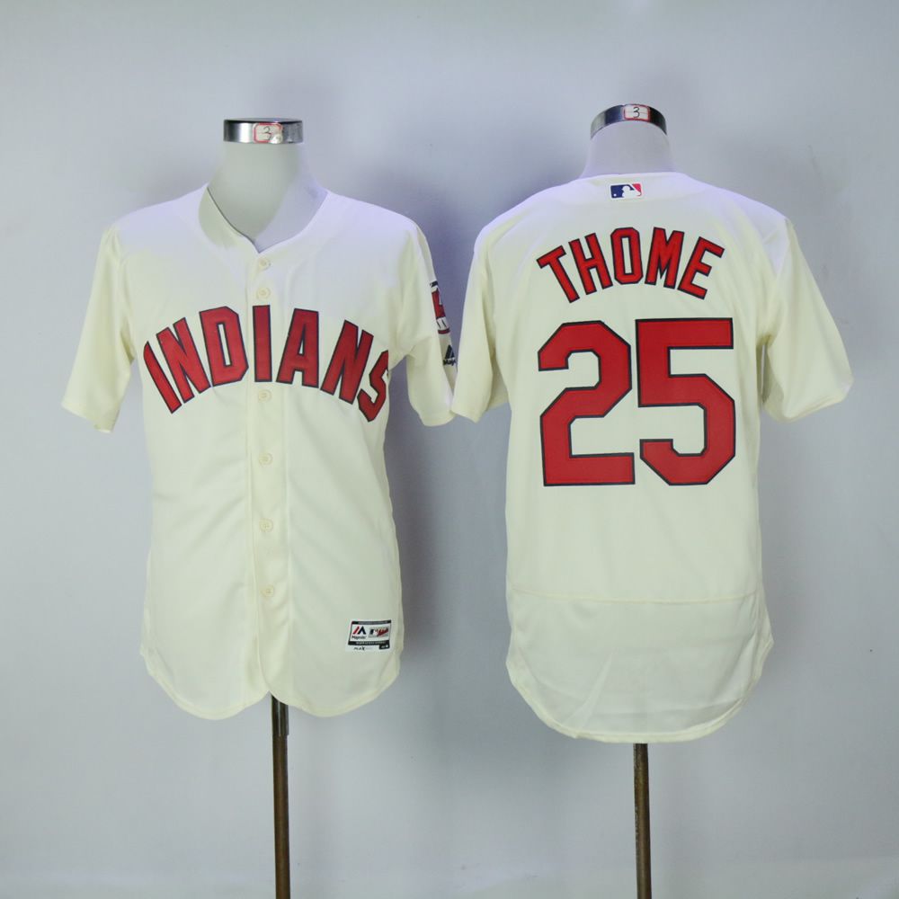 Men Cleveland Indians #25 Thome Cream MLB Jerseys